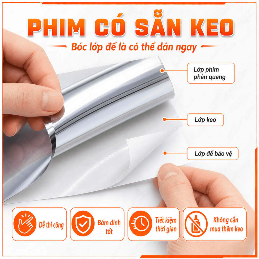 Phim dán kính làm Gương Led Vô Cực, Hộp Đèn Vô Cực, Gương Vô Tận