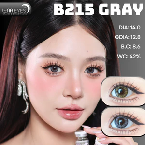 Lens mắt B215 Gray màu xám vân tia có viền nổi bật, size nhỏ - thương hiệu LUNA EYES