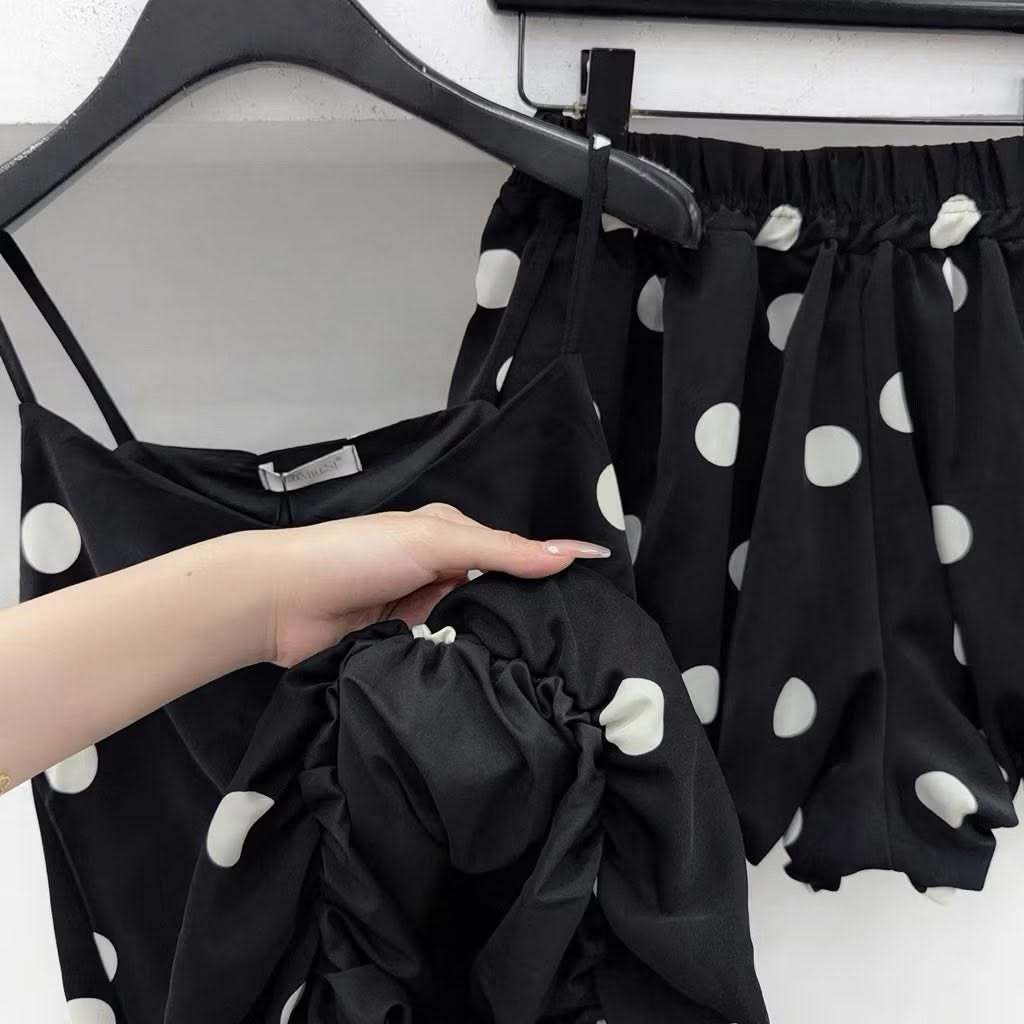 Set đồ nữ, Áo 2 dây họa tiết chấm bị dáng xòe , quần đùi phong cách bánh bèo siêu xinh HCOM27653