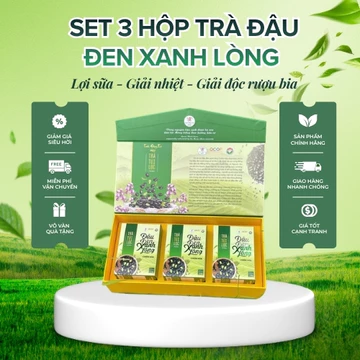 Trà Đậu Đen Xanh Lòng Set 3 Hộp Chuẩn OCOP, Đậu Đen Xanh Lòng Trà Túi Lọc Trúc Hồng Trà 1982