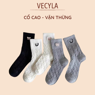 Tất Nữ cổ cao - Vớ cổ cao họa tiết nơ vặn thừng trẻ trung - năng động T 809 BC_CHIC LINGERIE