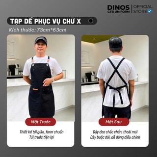 Tạp Dề Ngắn/Dài Dinos Cho Nhân Viên Bếp Nhà Hàng, Quán Ăn - Màu Đen (K GỒM NÓN)