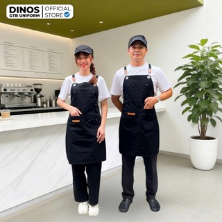 Tạp Dề Ngắn/Dài Dinos Cho Nhân Viên Bếp Nhà Hàng, Quán Ăn - Màu Đen (K GỒM NÓN)