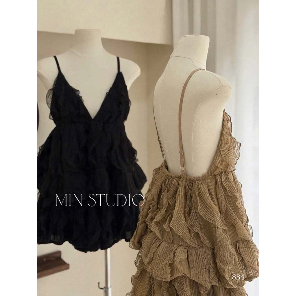 Set Bộ Đồ Đùi Nữ,Áo Hai Dây Chấm Bi Dáng Áo Babydoll Xoè Tầng Quyến Rũ 2 Màu HCOM27660