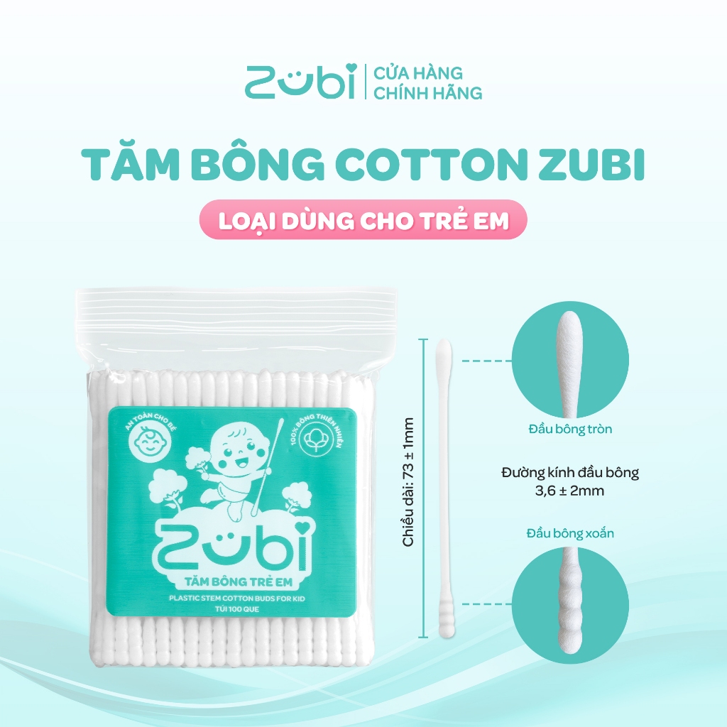 [QUÀ TẶNG KHÔNG BÁN] Tăm Bông Trẻ Em Zubi Dr.Papie 100c/túi