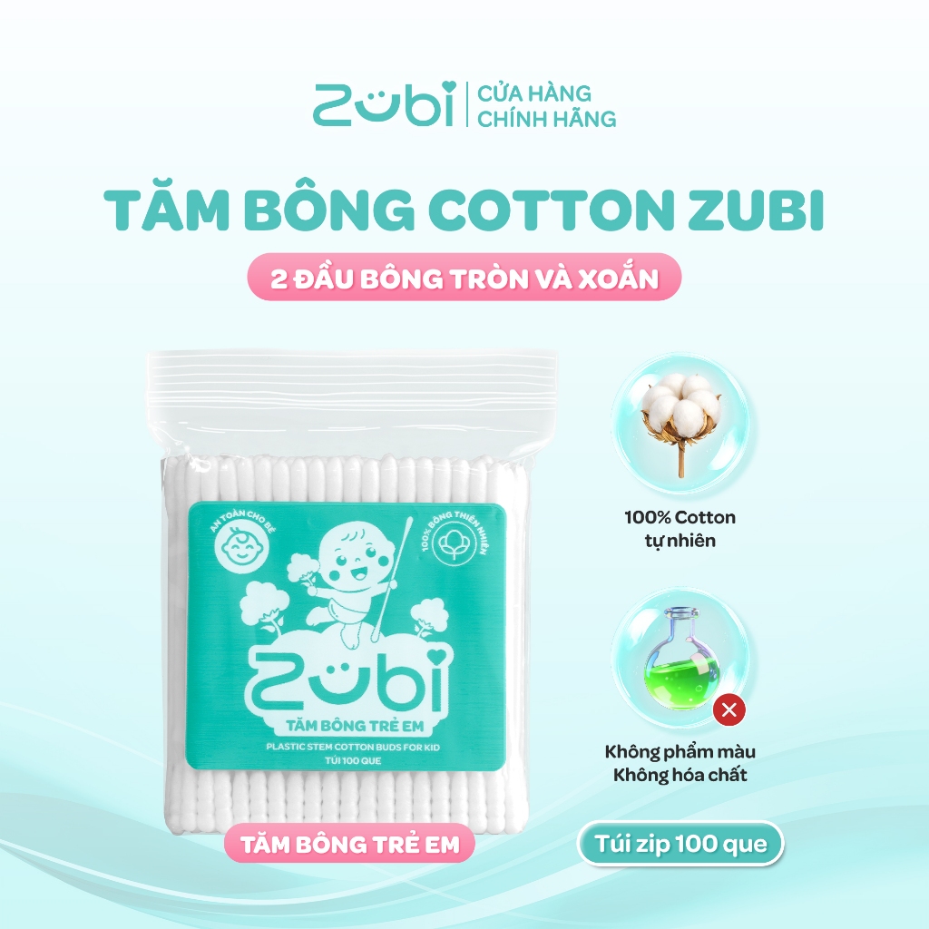 [QUÀ TẶNG KHÔNG BÁN] Tăm Bông Trẻ Em Zubi Dr.Papie 100c/túi