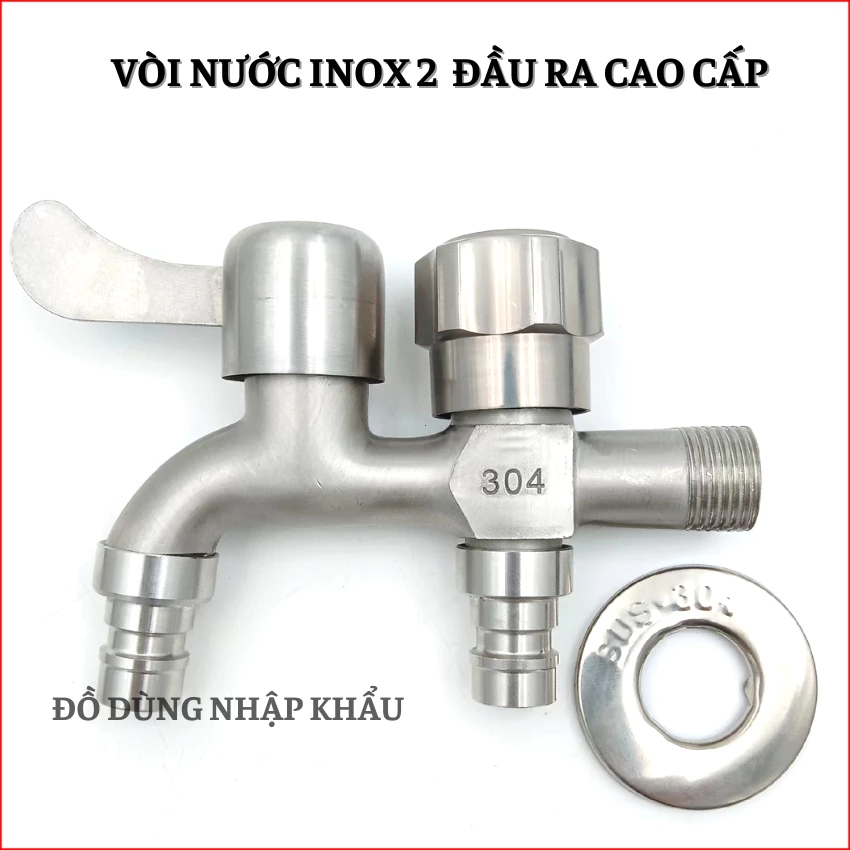 Đầu vòi inox 304 đầu vòi 2 đầu ra tiện lợi