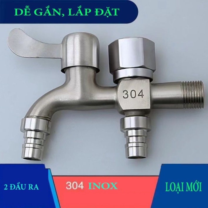 Đầu vòi inox 304 đầu vòi 2 đầu ra tiện lợi