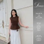 LABAVISTA Áo kiểu nữ dáng peplum cổ tròn chiết ly kèm belt hoa tulip phong cách hiện đại trẻ trung