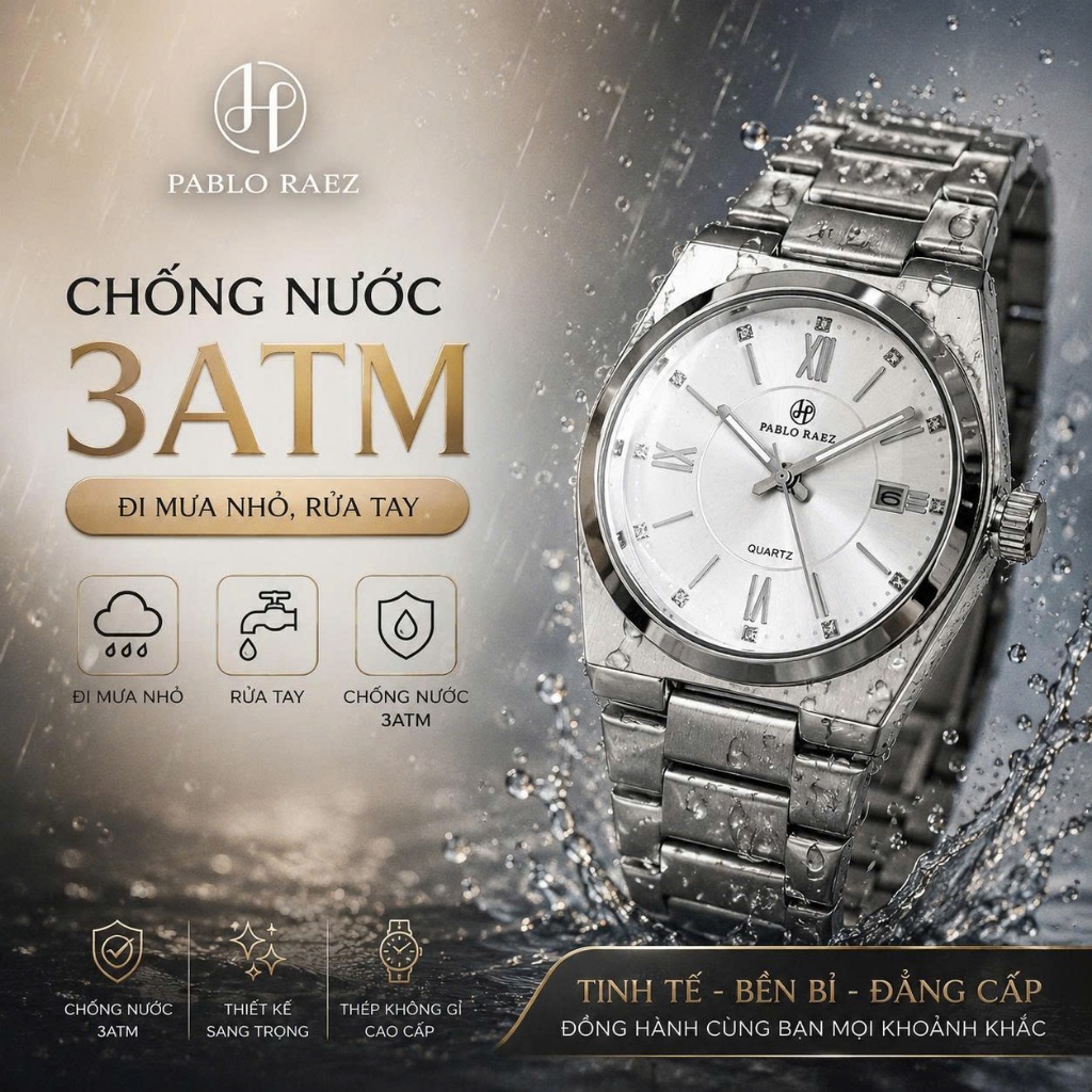 Đồng hồ nam chính hãng PABLO RAEZ K139 dây thép không gỉ sang trọng chống nước 3ATM CARIENT - ảnh khác
