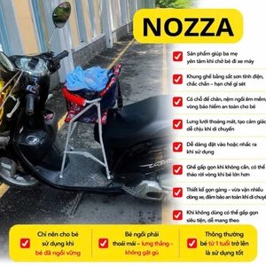 Ghế ngồi xe ATILA MỚI - ELIZABETH - NOZZA cho bé , Ghế ga xếp sắt sơn tĩnh điện xám , AN TOÀN CHO BÉ