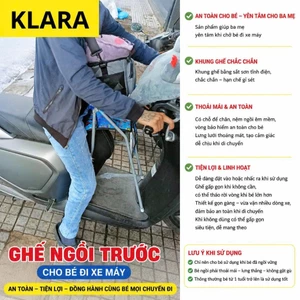 Ghế ngồi xe KLARA cho bé , GHẾ GA XẾP SẮT SƠN TĨNH ĐIỆN GẤP GỌN