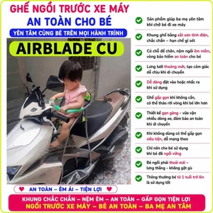 Ghế ngồi xe Airblade cũ 2013 trở xuống có dây đai an toàn ,,ghế ga xếp sắt sơn tĩnh điện gấp gọn , AN TOÀN CHO BÉ