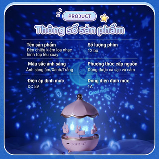 Đèn Ngủ Chiếu Sao Hình Thỏ Proki Có Loa Bluetooth Đèn Chiếu Trần 6 Hình Chiếu Xoay Tự Động Sạc USB