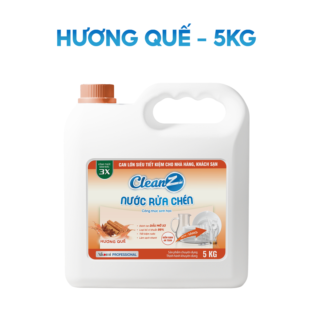 Can Nước Rửa Chén Bát sinh học CleanZ 5KG & 10KG loại bỏ vi khuẩn, đánh bay dầu mỡ