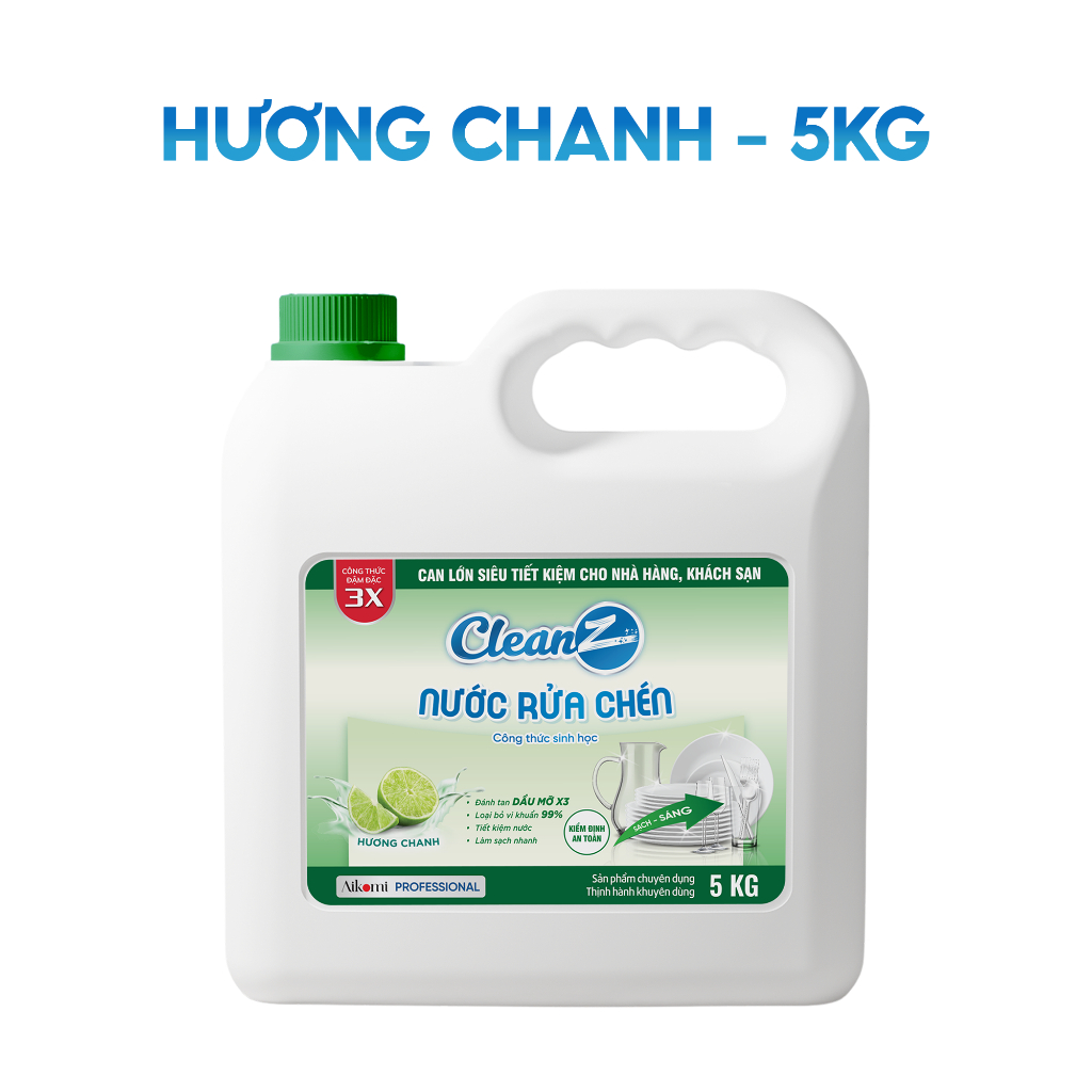 Can Nước Rửa Chén Bát sinh học CleanZ 5KG & 10KG loại bỏ vi khuẩn, đánh bay dầu mỡ