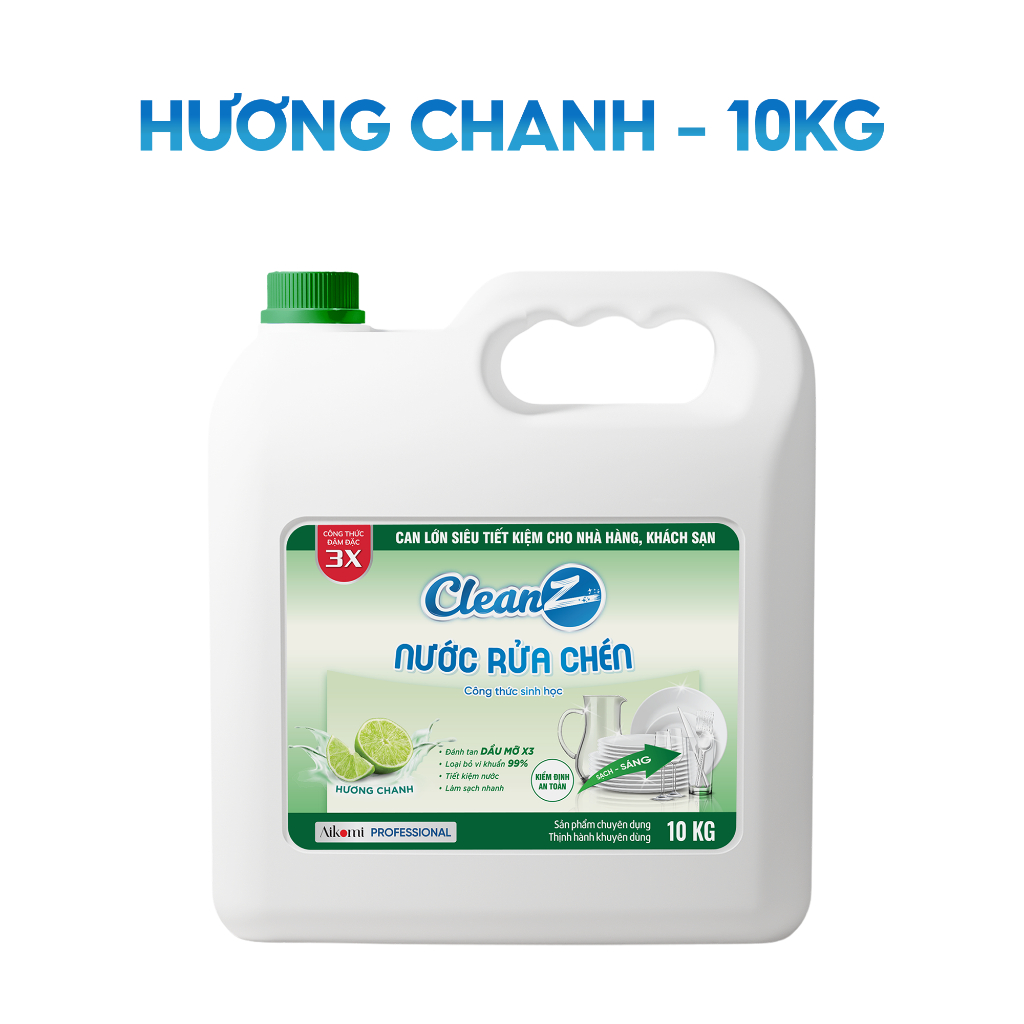 Can Nước Rửa Chén Bát sinh học CleanZ 5KG & 10KG loại bỏ vi khuẩn, đánh bay dầu mỡ