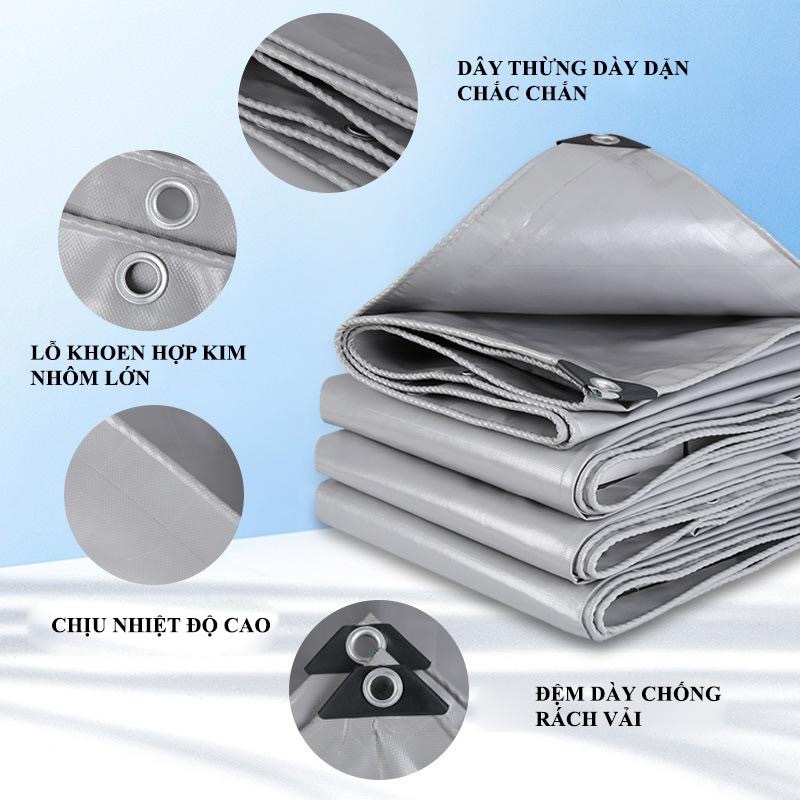 Bạt che mưa nắng khổ từ 2m đến 10m, Bạt che mưa 3 lớp, chống thấm nước, May viền khoen sẵn - Có móc kèm theo A03