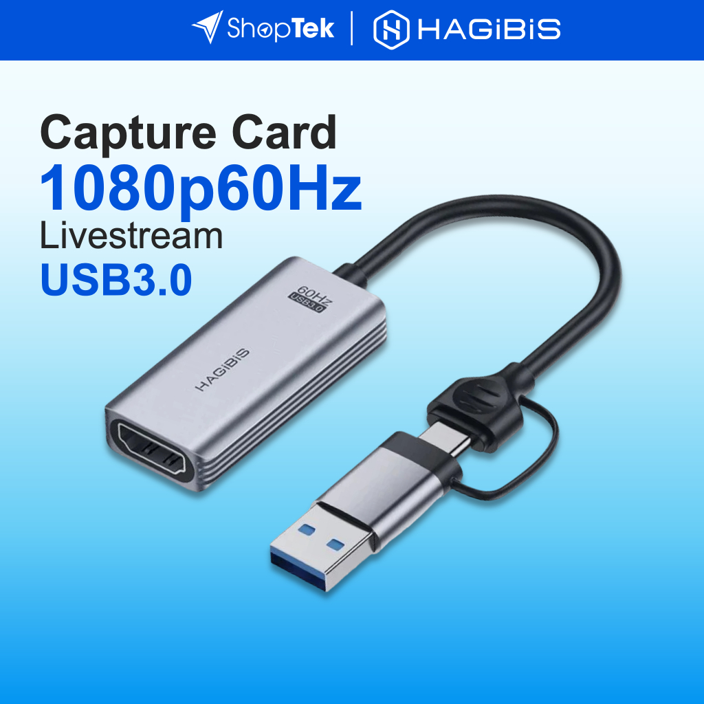 HAGIBIS Cáp ghi hình Video Capture Card 1080p60Hz HDMI to Type-C/A, USB3.0, Livestream - UHC07