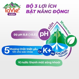 Thùng 20 Chai Nước Uống La Vie+ Kiềm Có Khoáng Thiên Nhiên 400ml - Thanh Lọc Cơ Thể, Khỏe Đẹp Mỗi Ngày