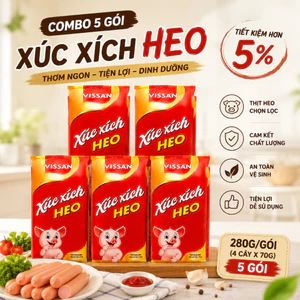 Xúc Xích Vissan Heo Ăn Liền Cây Lớn 70g – Gói 4 Cây (280g) Tiện Lợi