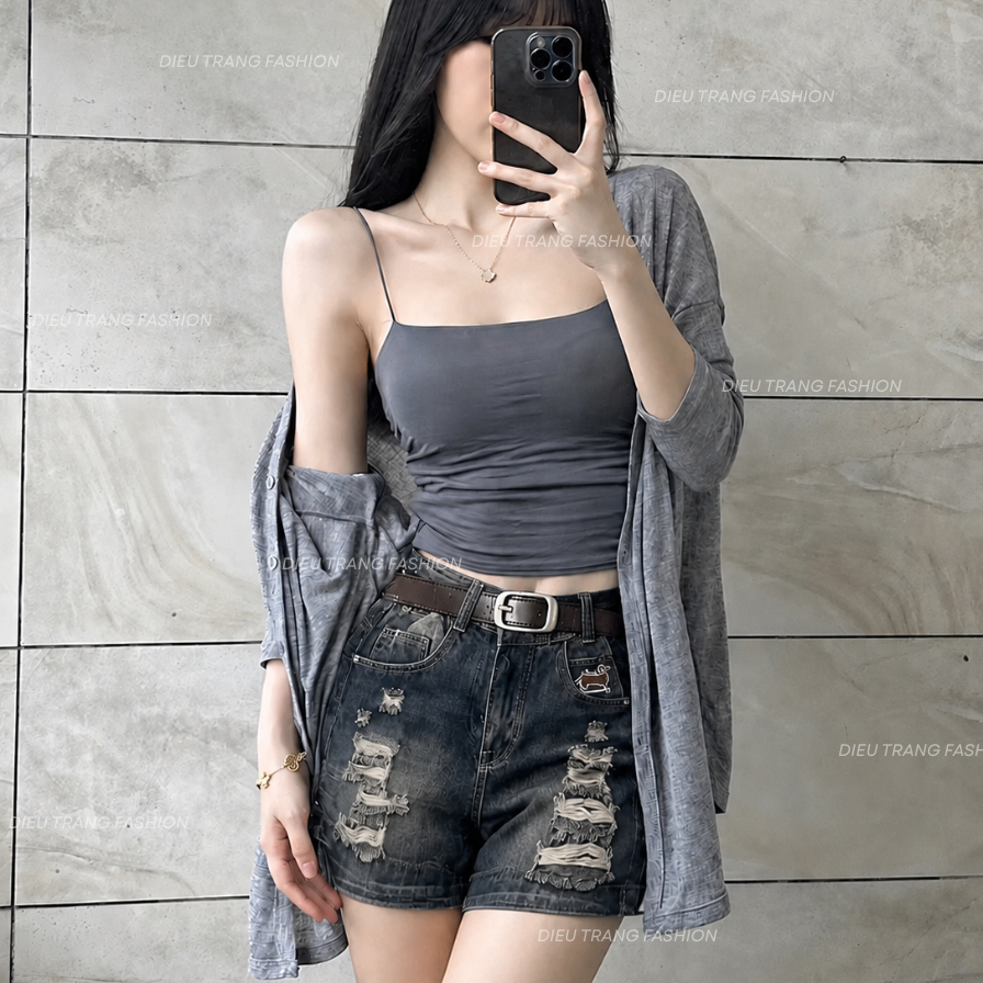 Quần Ngố Jean Rách Cạp Chun Lưng Cao Form Rộng Cá Tính Big Size 55-90Kg QC60 Diệu Trang Fashion