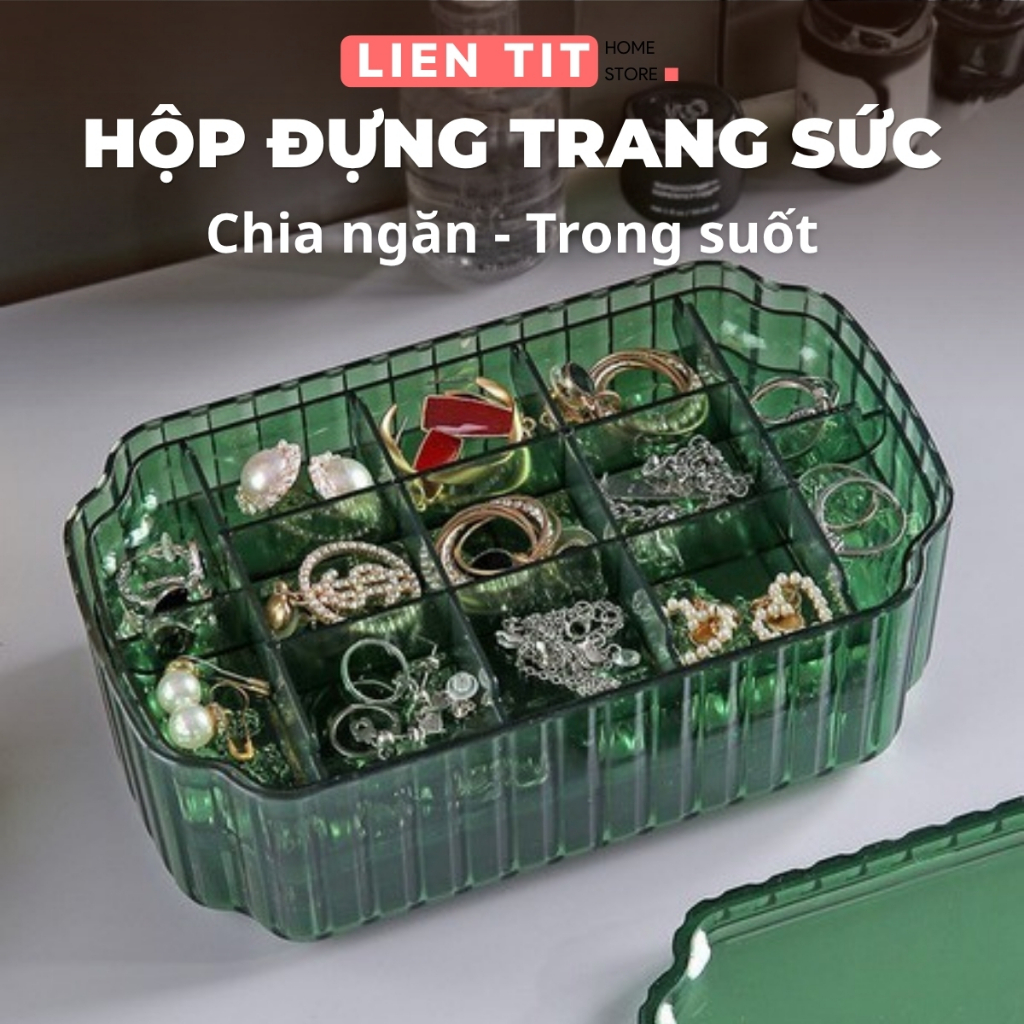 Hộp Đựng Trang Sức Bằng Nhựa Cao Cấp Có Nắp, Khay Đựng Nhẫn, Vòng Tay, Khuyên Tai, Mỹ Phẩm Chia Ngăn 3 Tầng Tiện Lợi