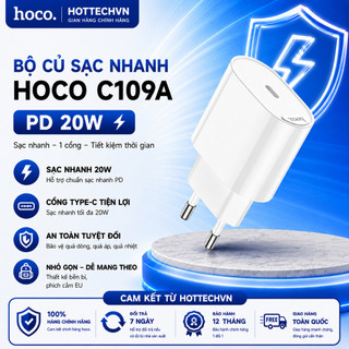 Bộ Củ Sạc Nhanh HOCO C109A PD20W Cổng Ra TypeC, Sử Dụng An Toàn Ổn Định Không Nóng Máy Bảo Vệ Thiết Bị.