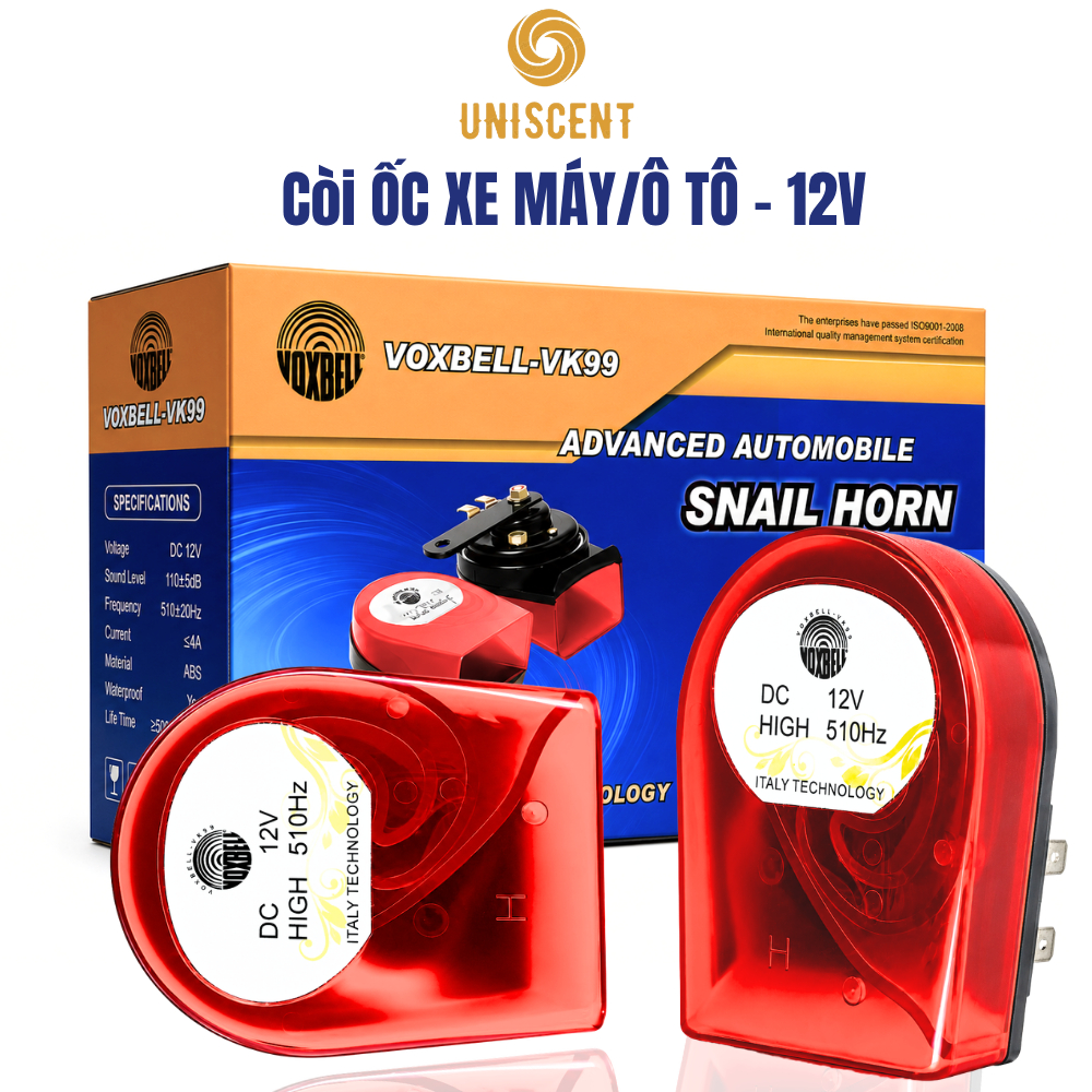 Kèn Ốc Ô Tô/ Còi Sên Ô Tô/Kèn Ốc Xe Máy/Kèn Xe Máy/ Còi Xe Điện/Còi Xe Đạp Điện-VOXBELL- 12V 110dB