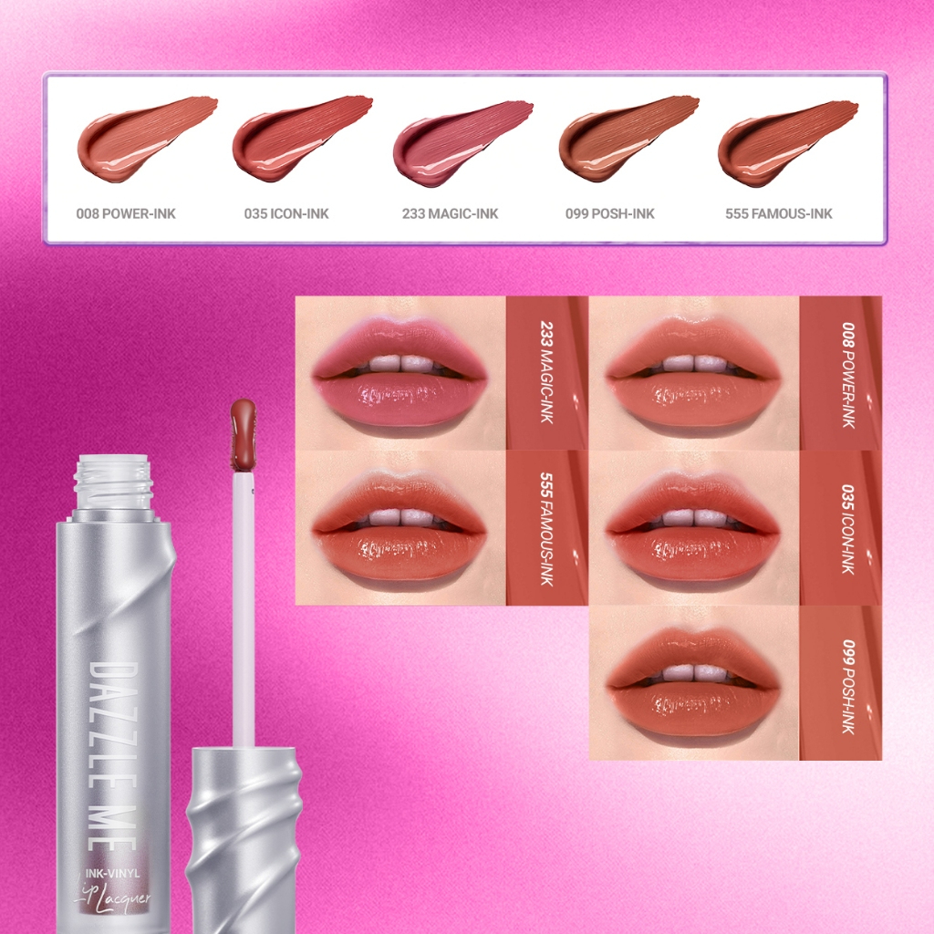 Son Bóng Dazzle Me Ink-Vinyl Lip Lacquer Lip Lacquer lâu trôi mịn màng kháng nước màu đẹp 2.5ml