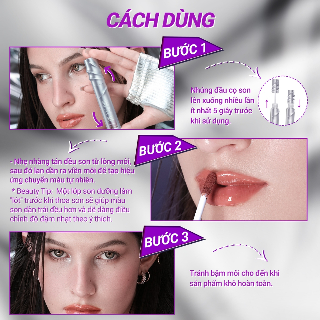 Son Bóng Dazzle Me Ink-Vinyl Lip Lacquer Lip Lacquer lâu trôi mịn màng kháng nước màu đẹp 2.5ml