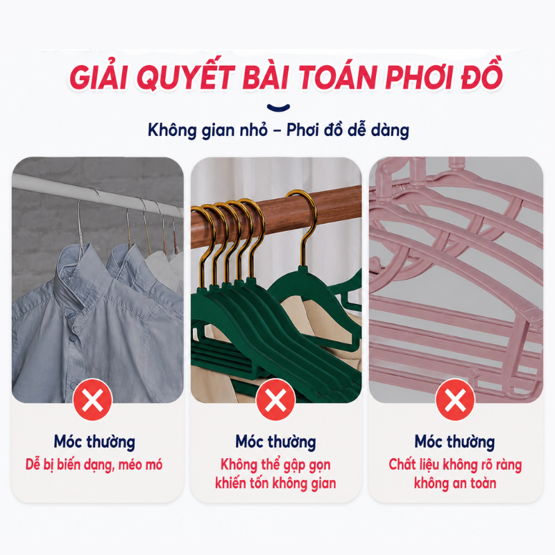 Móc Quần Áo Du Lịch Gấp Gọn, Móc Treo Đồ Đa Năng Nhựa PP Bền Đẹp Tiết Kiệm Diện Tích Tiện Mang Theo