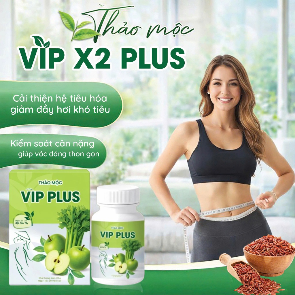 Giảm Cân Thảo Mộc An Toàn VIP X2 PLUS Viên Kẹo Hỗ Trợ Tiện Lợi Cho Cơ Thể Cấp Tốc Hộp 30 Viên