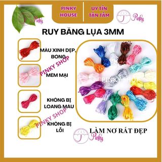 Ruy băng lụa 3mm bó 5m 10m mét gói quà cột nơ trang trí handmade cực đẹp Pinky