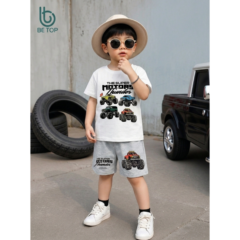 Bộ Quần Áo Bé Trai BETOP 2026, Đồ Bộ Thun Cotton In Hình Ô Tô Độc Đáo Cho Bé B-CA31-30