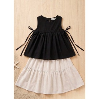 🔥HÀNG MỚI VỀ🔥Đồ Bộ Bé Gái Áo Babydoll Cotton 100% Chân Váy Dài Thời Trang Hàn Quốc, Set Bé Gái Đi Chơi Đi Biển 13-45kg