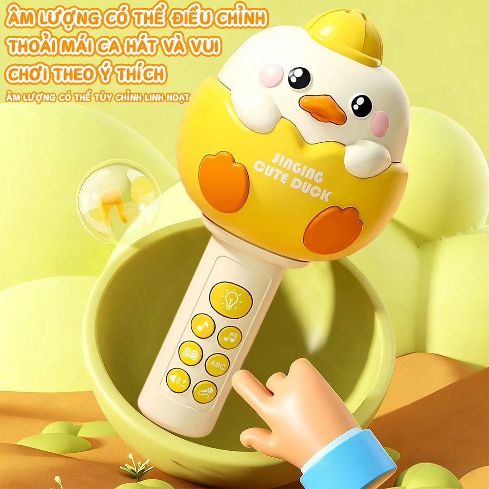 Mic Karaoke Cho Bé Hình Chú Vịt - Nhựa Cao Cấp An Toàn, Món Quà Giáo Dục Sớm Lý Tưởng Cho Bé Từ 3 Tuổi