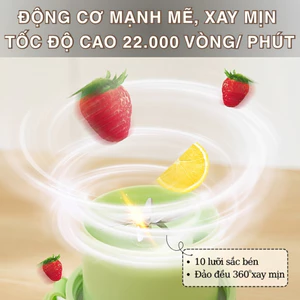 Máy ép trái cây, Máy xay sinh tố cầm tay 340ml 10 Lưỡi - Sạc pin tiện lợi, sử dụng trực tiếp