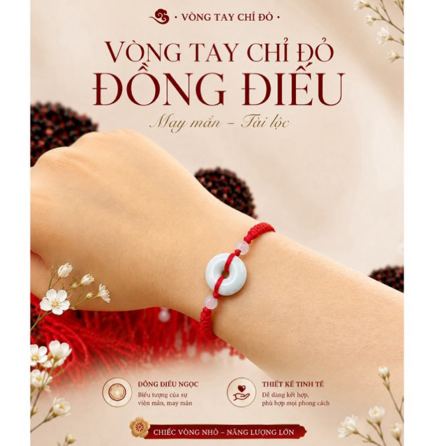 Vòng tay chỉ đỏ đồng điếu may mắn
