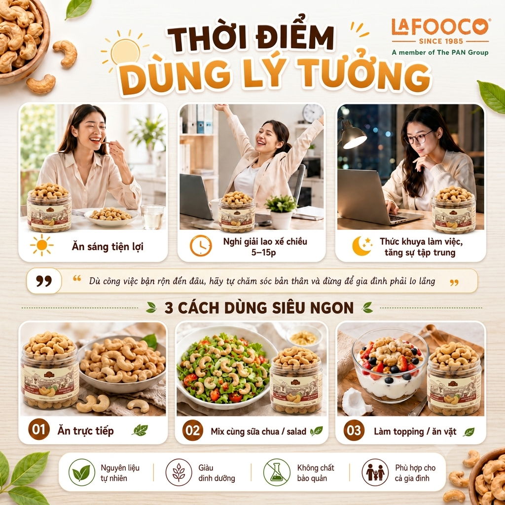 Hạt điều cao cấp 10 vị rang thơm hỗ trợ ăn kiêng dinh dưỡng, quà tặng hũ 200g LAFOOCO