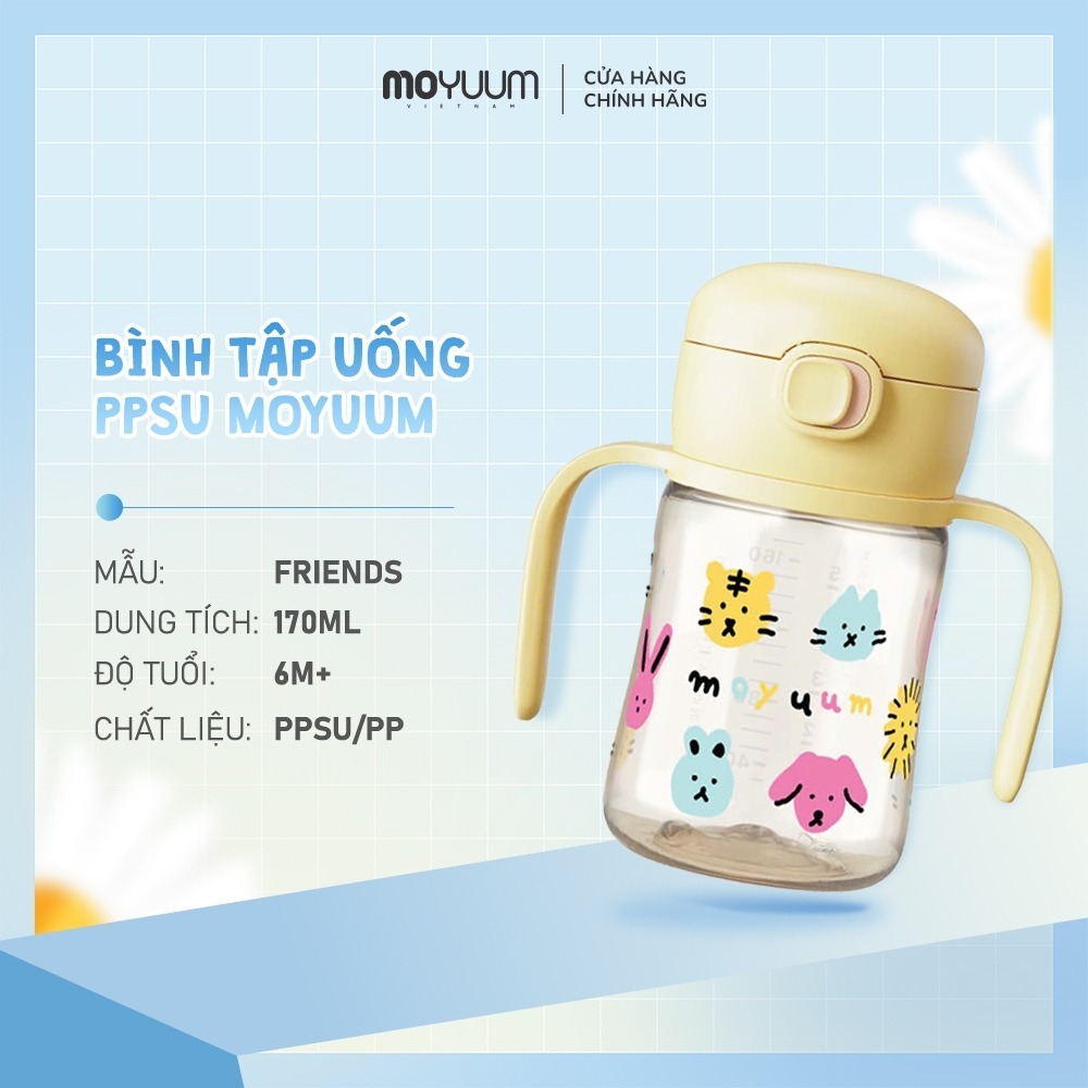 Bình tập hút PPSU Moyuum - Bản Họa Tiết - Thế hệ 3 - 170ml/270ml/330ml