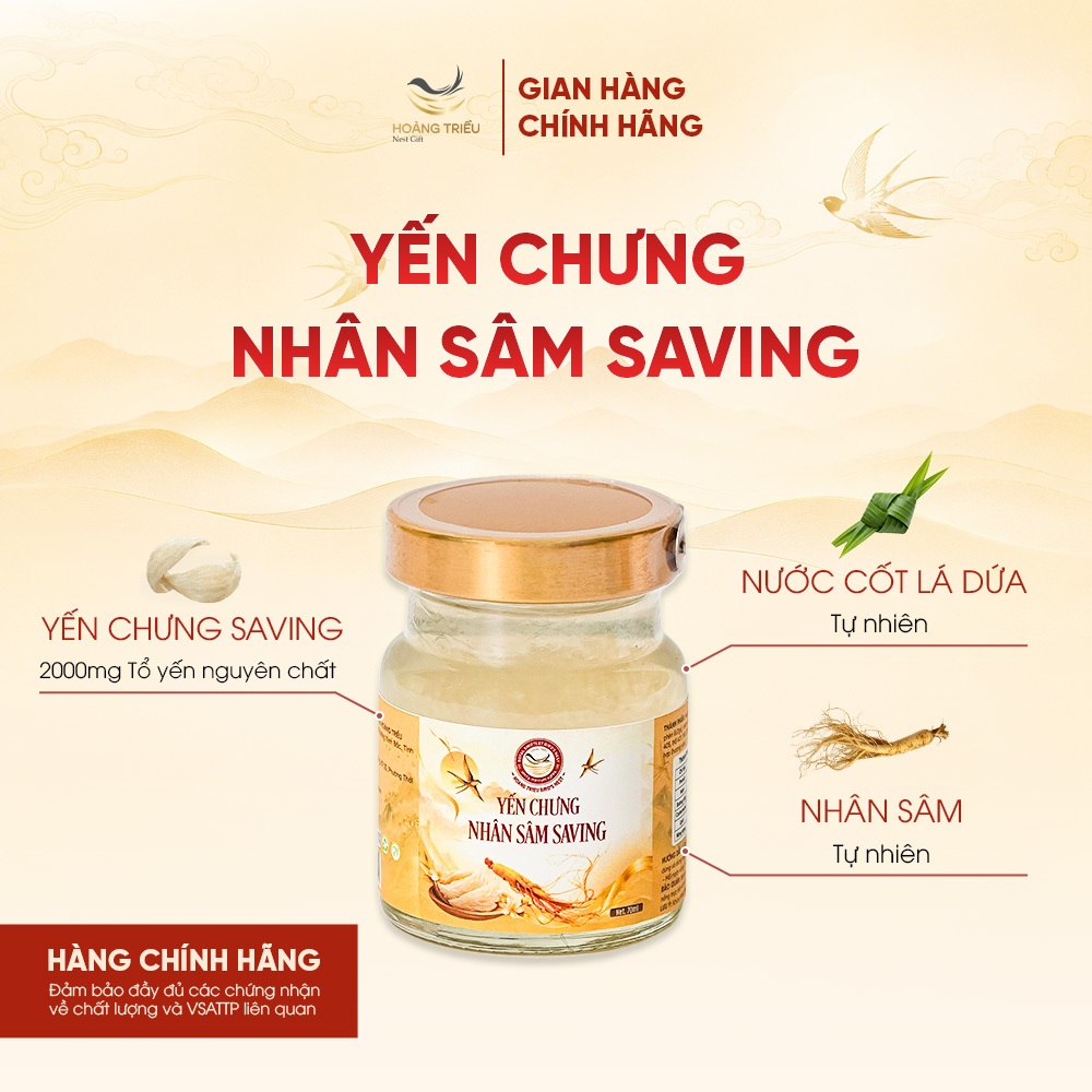 Yến Chưng Nhân Sâm Saving 2000mg - Yến chưng sẵn cao cấp hũ 70ml - Hoàng Triều Bird's Nest