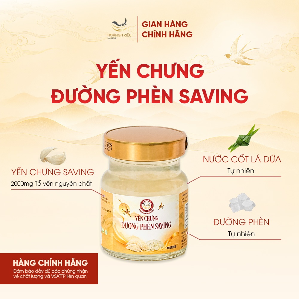 Yến Chưng Đường Phèn Saving 2000mg - Yến chưng sẵn cao cấp hũ 70ml - Hoàng Triều Bird's Nest