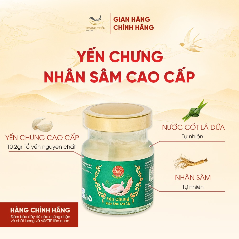 Yến Chưng Nhân Sâm Cao Cấp 10200mg - Yến chưng sẵn cao cấp hũ 70ml - Hoàng Triều Bird's Nest