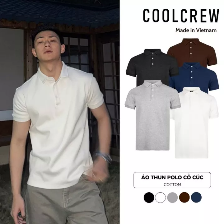 Áo Thun Polo Cổ Cúc 𝐂𝐎𝐎𝐋𝐂𝐑𝐄𝐖 Vải Cotton Cao Cấp Co Giãn 2 Chiều Unisex Thời Trang Thu Hè APN021