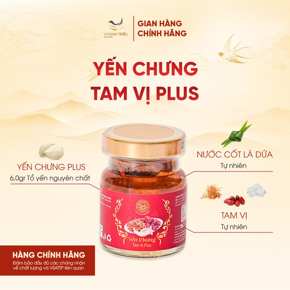 Yến Chưng Tam Vị Plus 6000mg - Yến chưng sẵn cao cấp hũ 70ml - Hoàng Triều Bird's Nest