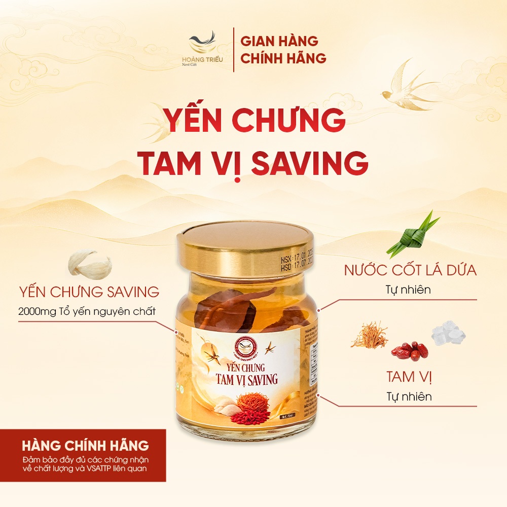 Yến Chưng Tam Vị Saving 2000mg - Yến chưng sẵn cao cấp hũ 70ml - Hoàng Triều Bird's Nest