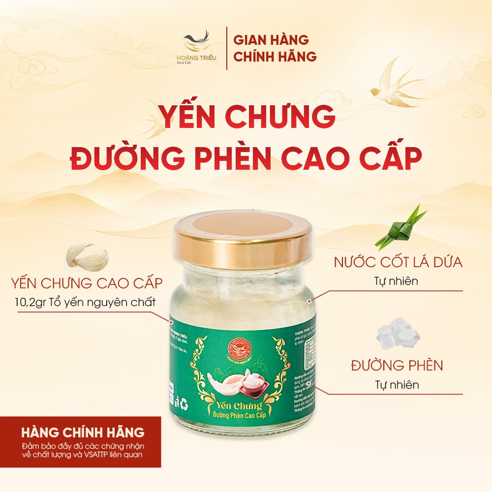 Yến Chưng Đường Phèn Cao Cấp 10,2g - Yến chưng sẵn cao cấp hũ 70ml - Hoàng Triều Bird's Nest