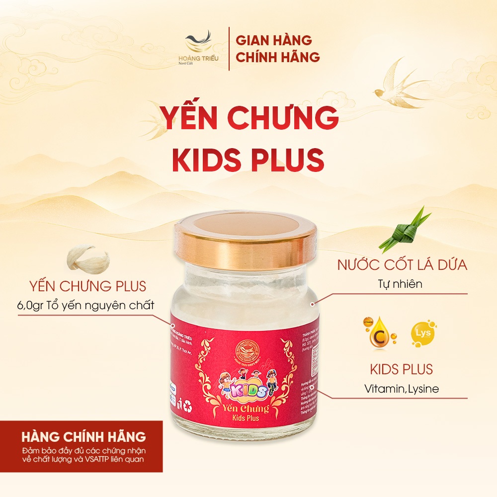 Yến Chưng Kids Plus 6000mg - Yến chưng sẵn cao cấp hũ 70ml - Hoàng Triều Bird's Nest