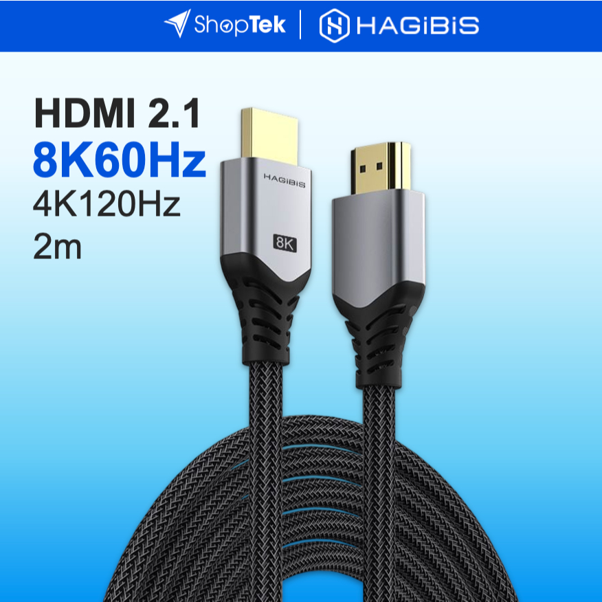 HAGIBIS Cáp HDMI to HDMI 2.1 8K60Hz 4K120Hz - 2m hỗ trợ Dynamic HDR VRR đầu mạ vàng 28AWG | HM03